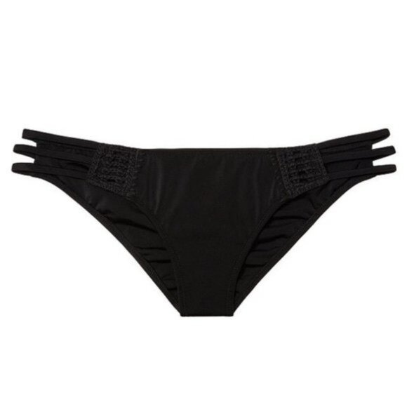 Victoria's Secret | "The Strappy Cheeky" Black Bikini Bottoms | Size Extra Small - Picture 1 of 9